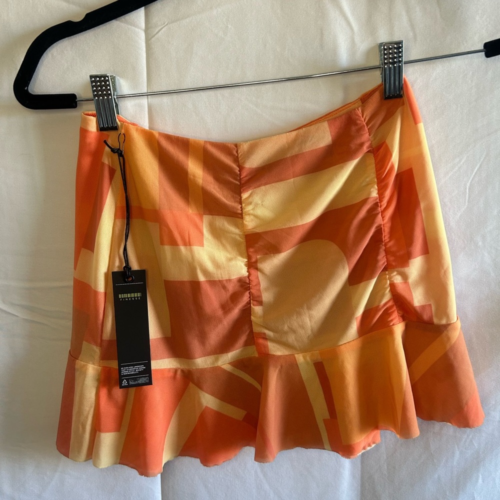 Finesse Orange and Yellow Mini Skirt